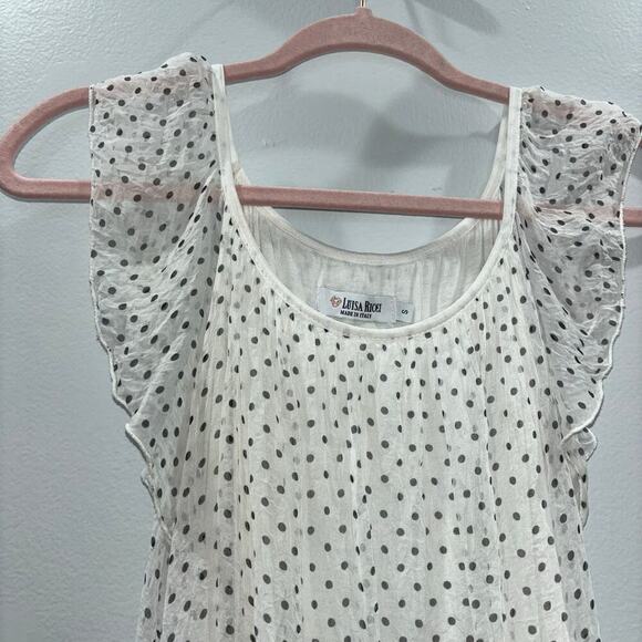 Luisa Ricci Made in Italy 100% Silk Polka Dot Ruffle Sleeve Blouse Size Small - Picture 2 of 11